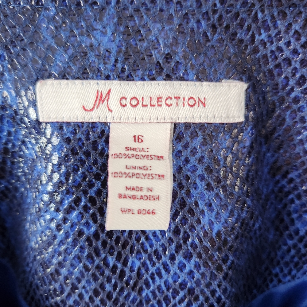 JM Collection Shiny Blue Faux Snake Skin 90s Jacket sz 16 - Picture 3 of 7